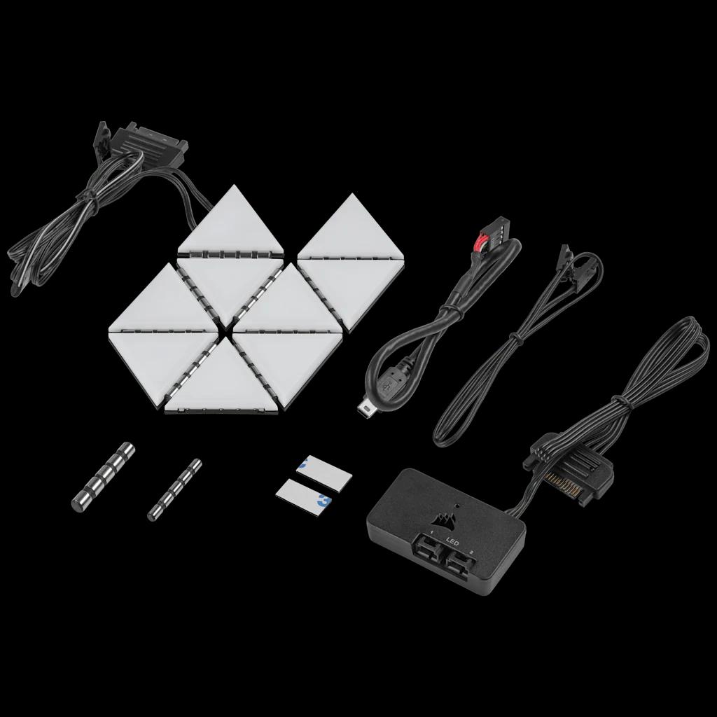 Комплект подсветки CORSAIR iCUE LC100 Mini Triangle 9x Tile Starter Kit — фото 2